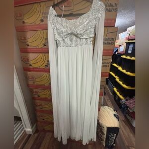 Faeriesty white Egyptian embellished tulle fairy babydoll long dress 13” waist